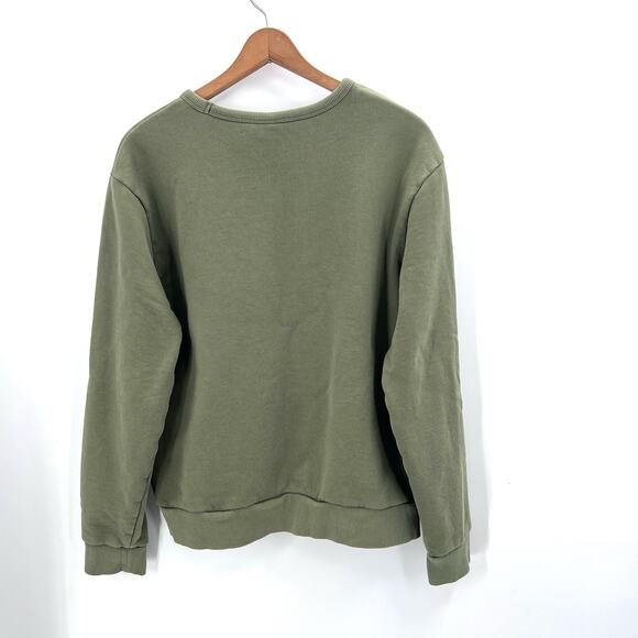 GAP Logo Crewneck Sweatshirt Army Green Y2K Womens Large - Picture 3 of 5